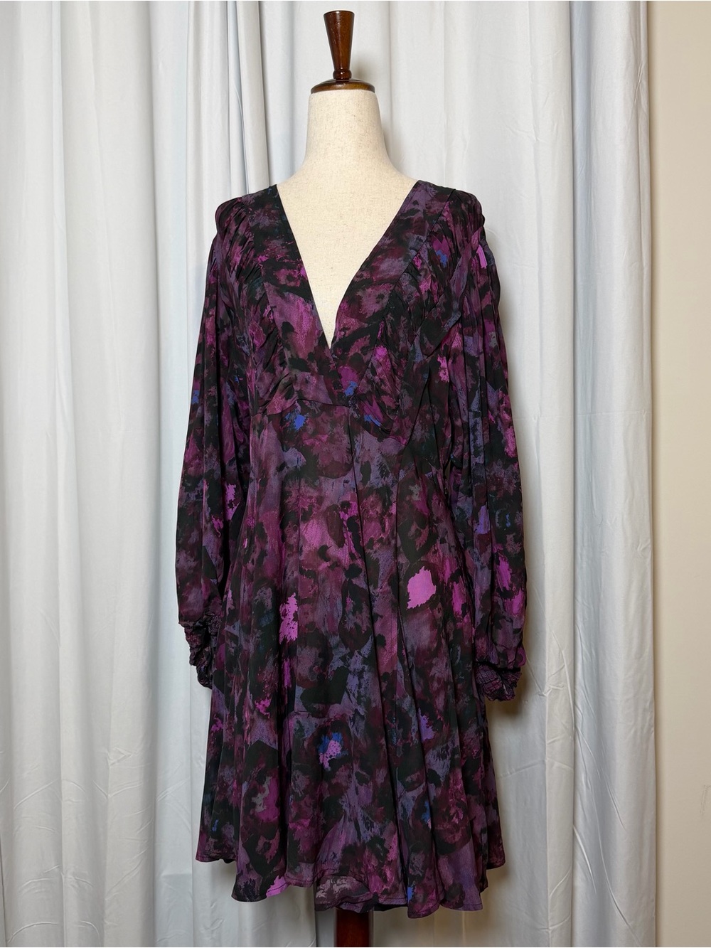 IRO Gaiety Printed Ruffle Dress FR 38 US 6 NWT Black Purple